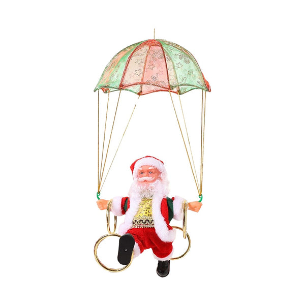 Electric Santa Claus With Parachute Christmas Tree Hanging Ornaments Xmas Gift Seasonal Decorations