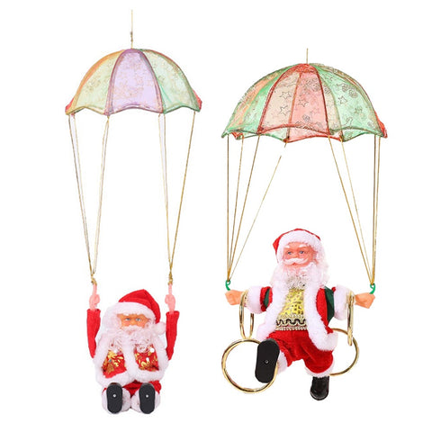 Electric Santa Claus With Parachute Christmas Tree Hanging Ornaments Xmas Gift Seasonal Decorations