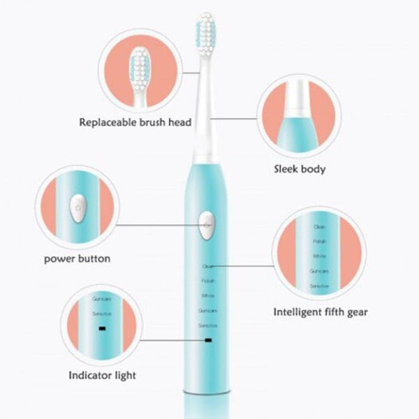 Electric Toothbrush Rechargeable Sonic Ultrasonic Toothbrushes Kids Brush Pink Electric Toothbrushes