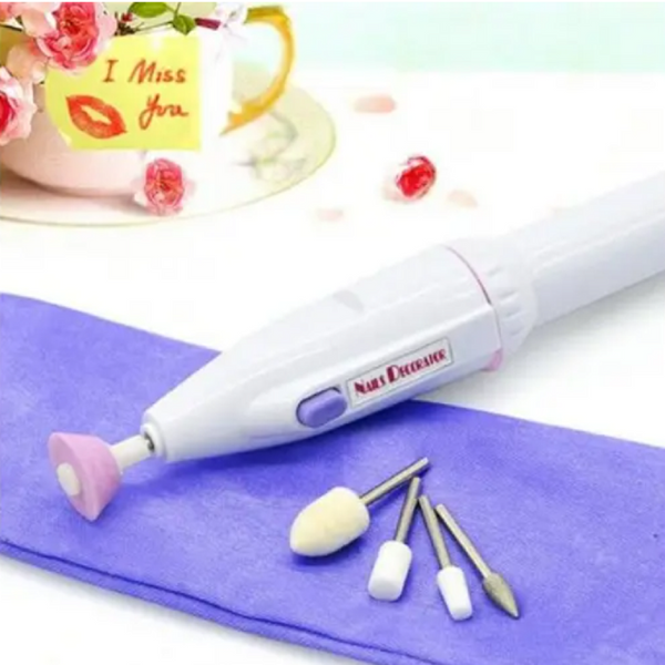 Electric 5 In 1 Nail Decorator Polishing Shaping Manicure Set White