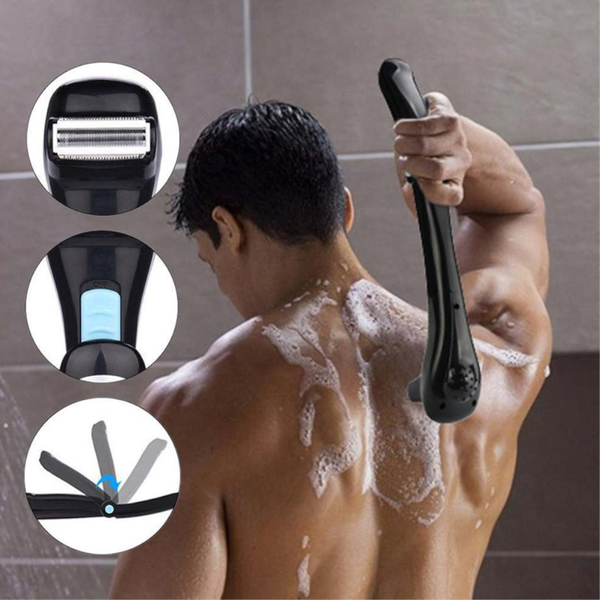 Electric Back Hair Shaver Body Trimmer Cordless 180 Foldable Handle Design