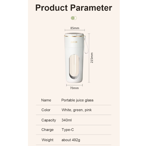 Handheld Blenders Electric Fruit Juicer Usb Wireless Rechargeable Portable Blender