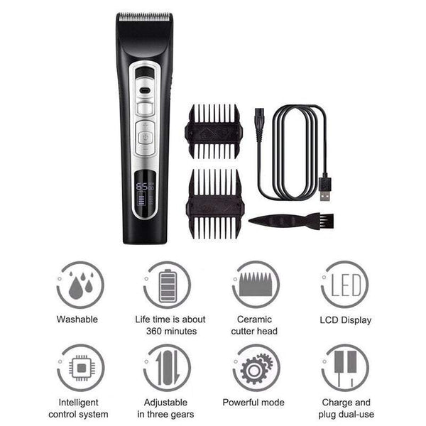 Electric Shavers Hair Trimmer Clipper Self Cut Personal Haircutting Kit Lcd Display Usb Charging Cutter For Adult Children Use Salon Barber Low Nois P