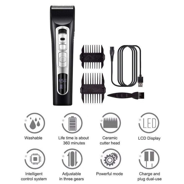 Electric Shavers Hair Trimmer Clipper Self Cut Personal Haircutting Kit Lcd Display Usb Charging Cutter For Adult Children Home Use Salon Barber Low Nois Pet Grooming