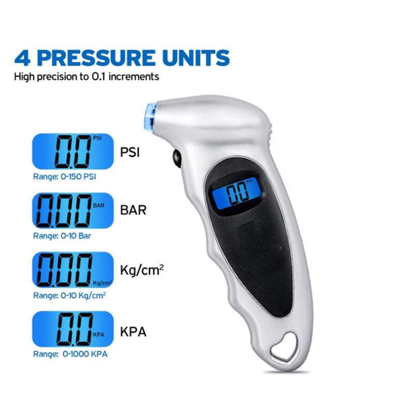 Test Measure Equipment Electronic Digital Tire Pressure Gauge 150 Psi 4 Settings Car Truck Bicycle Backlit Tyre Accessories