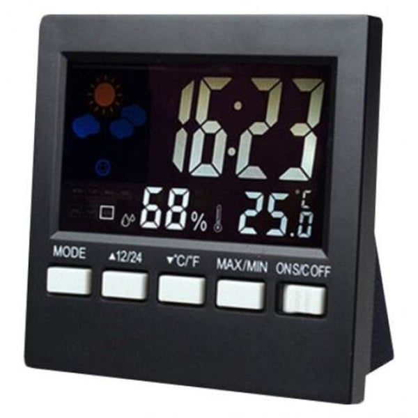 Electronic Dry Wet Thermometer Indoor High Accuracy Temperature Humidity Acoustic Sensor Clock Black