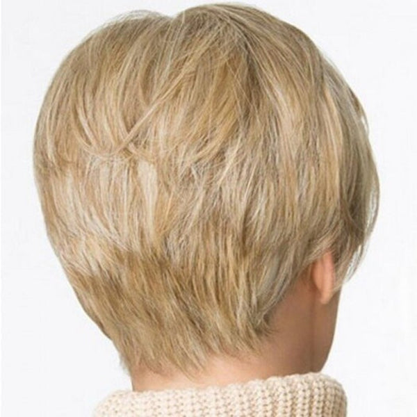 Elegant Gradient Ramp Short Straight Wig Champagne Gold Wigs Facial Hair
