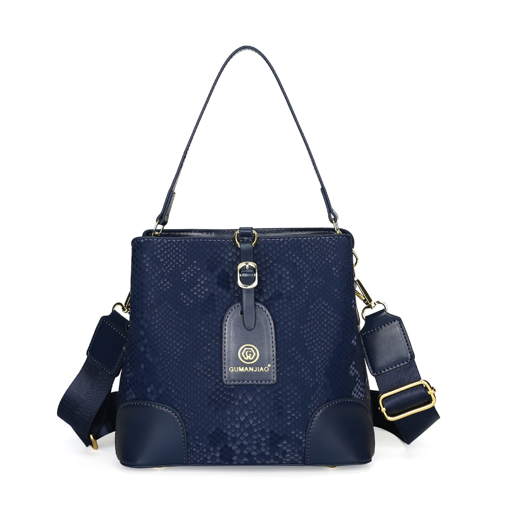 Elegant Textured Bucket Bag Versatile Shoulder Handheld & Crossbody Design Blue Women's Bags & Handbags