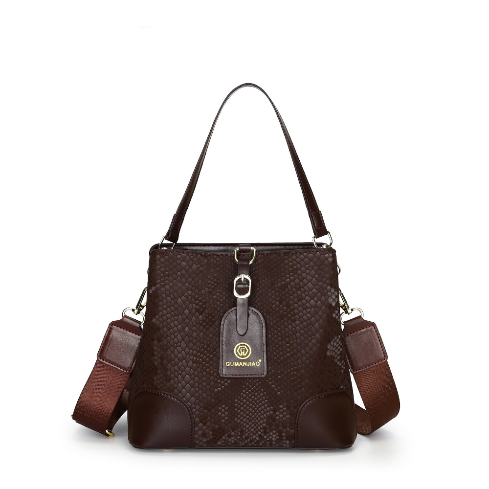 Elegant Textured Bucket Bag Versatile Shoulder Handheld & Crossbody Design Brown Women's Bags & Handbags