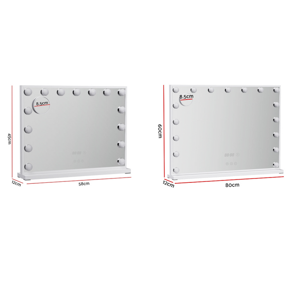 Embellir Makeup Mirror 58X45cm Hollywood Vanity With Led Light Tabletop White Makeup Mirrors