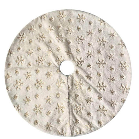 Embroidered Snowflake Christmas Tree Skirt Holiday Decorations Seasonal Decorations