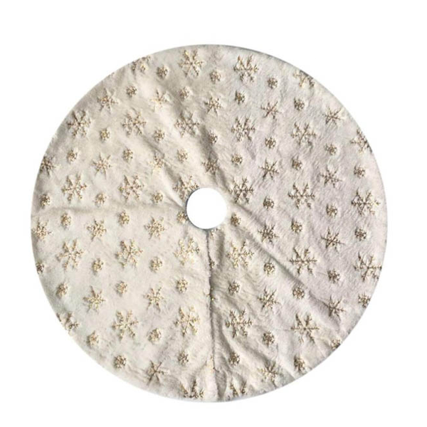 Embroidered Snowflake Christmas Tree Skirt Holiday Decorations Seasonal Decorations