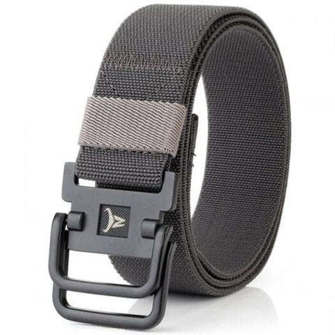 Double Buckle Stretch Durable Weaving Nylon Elastic Belt Smokey Gray Belts