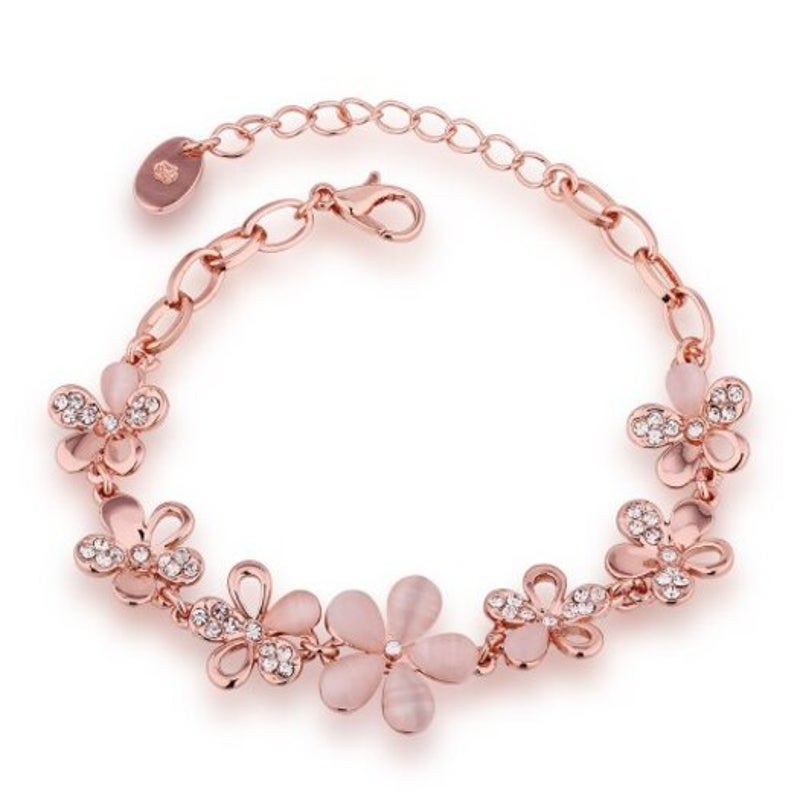 Veile Studios Environmental Protection Rose Gold Flower Czech Diamond Lady Bracelet Bracelets