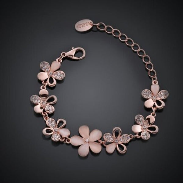 Veile Studios Environmental Protection Rose Gold Flower Czech Diamond Lady Bracelet Bracelets