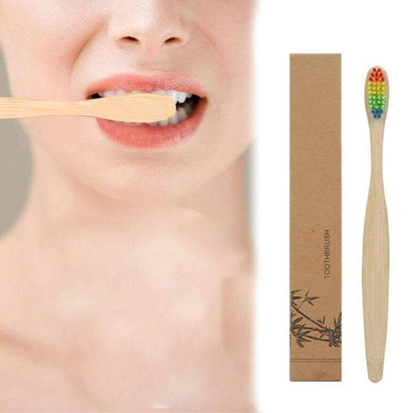 Personal Care Eco Friendly Bamboo Toothbrushes With Rainbow Bristles Oral Toothbrushes