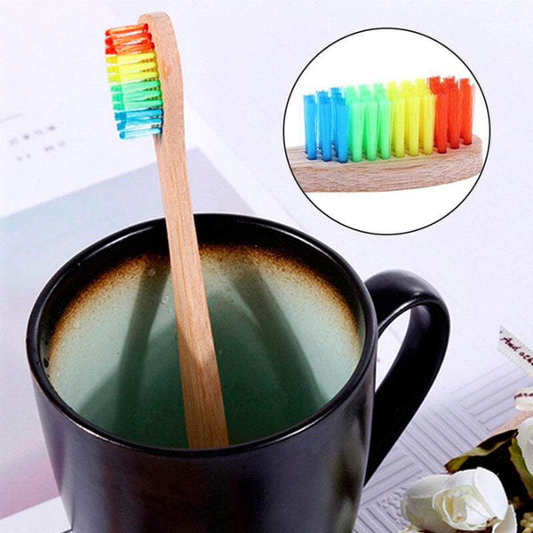 Personal Care Eco Friendly Bamboo Toothbrushes With Rainbow Bristles Oral Toothbrushes