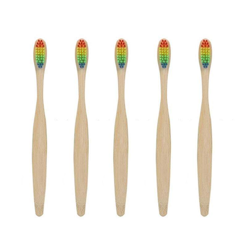 Personal Care Eco Friendly Bamboo Toothbrushes With Rainbow Bristles Oral Toothbrushes