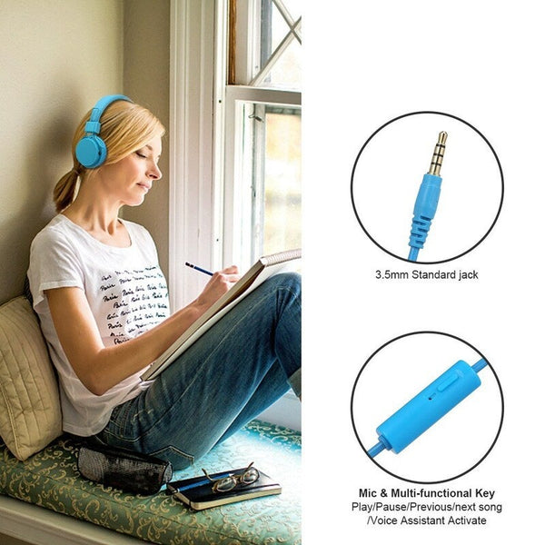 Ep05 Foldable Wired On Ear Headset With Mic Purple Headsets