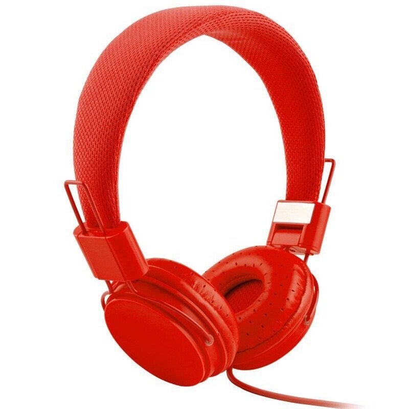 Ep05 Foldable Wired On Ear Headset With Mic Red Headsets