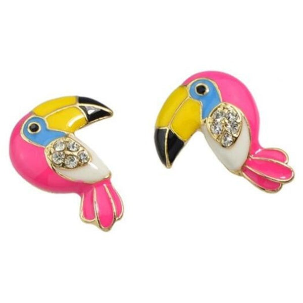 Er 6088 Colorful Parrot Fashion Stud Earrings Rose Red