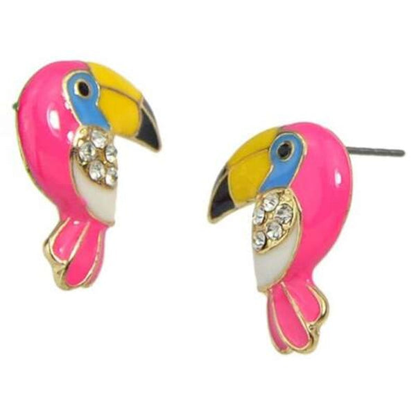Er 6088 Colorful Parrot Fashion Stud Earrings Rose Red
