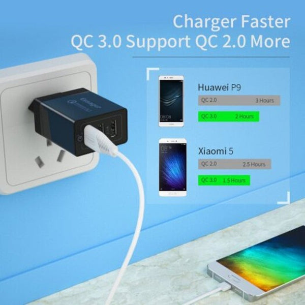 30W Quick Charge 3.0 Usb Charger Qc3.0 Fast Charging Mobile Phone For Iphone Samsung Black Chargers & Cradles