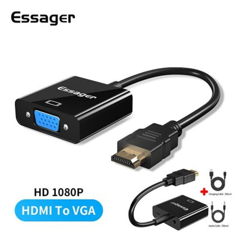 Hdmi To Vga Adapter Cable 1080P Male Female Converter For Pc Laptop Tv Projector With Audio Charge Port