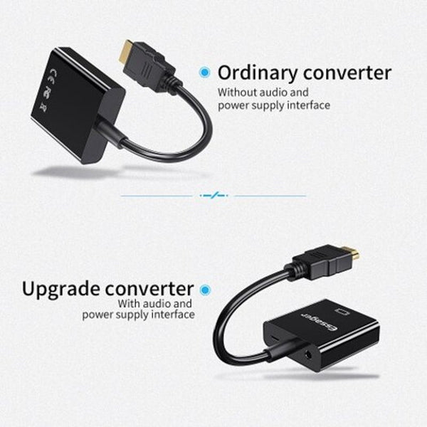 Hdmi To Vga Adapter Cable 1080P Male Female Converter For Pc Laptop Tv Projector With Audio Charge Port Monitor/Av Cables & Adapters