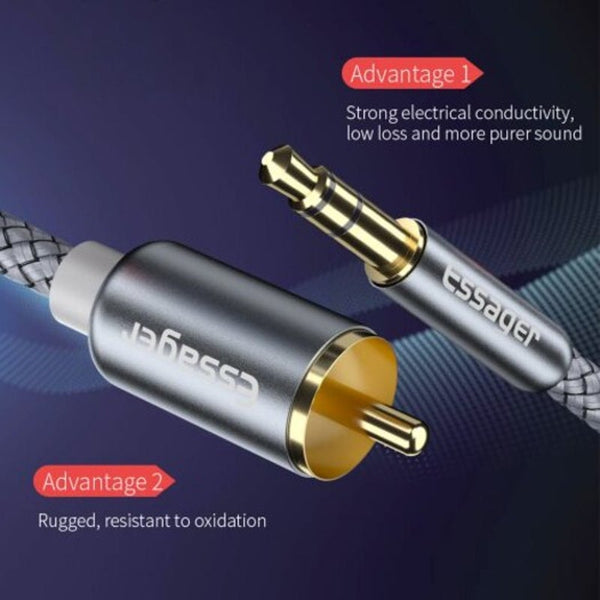 Jack 3.5Mm Rca Male To 2 Female Aux For Tv Dvd 0.5M1.64Ft Gray Video Cables & Adapters