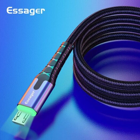 Led Micro Usb Cable 3A Fast Charging Data Mobile Phone Cord 2M 3M Charger Dark Gray 0.25M0.82Ft