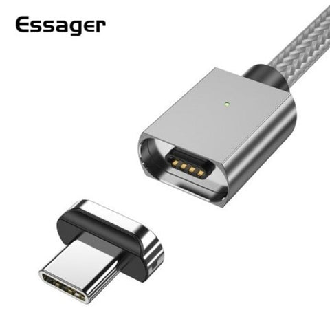 Magnetic Usb C Cable For Xiaomi Note 10 Samsung Type Mobile Phone Fast Charge Silver 2M