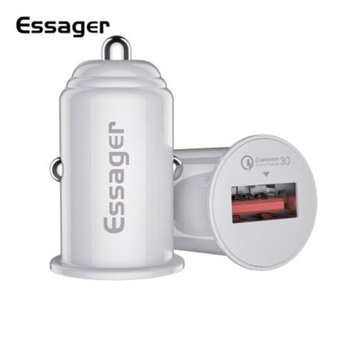 Mini Usb Car Charger Quick 3.0 Phone For Xiaomi Samsung Iphone White Universal