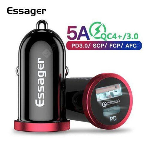 Qc4.0 Qc3.0 Usb Car Charger Quick Type Pd For Iphone 11 Xiaomi Note 10 Black Universal