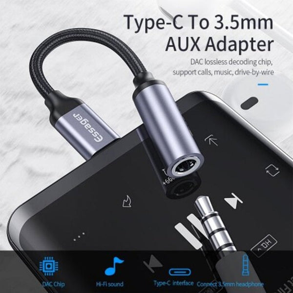 Usb Type C To 3.5 Mm Jack Female Adapter For Headphone Headset Aux Audio Cable Huawei Dark Gray