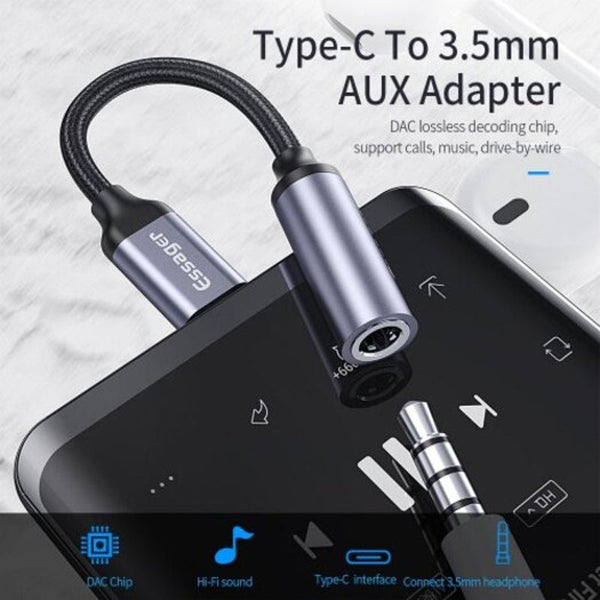Usb Type C To 3.5 Mm Jack Female Adapter For Headphone Headset Aux Huawei Dark Gray Cables & Adapters