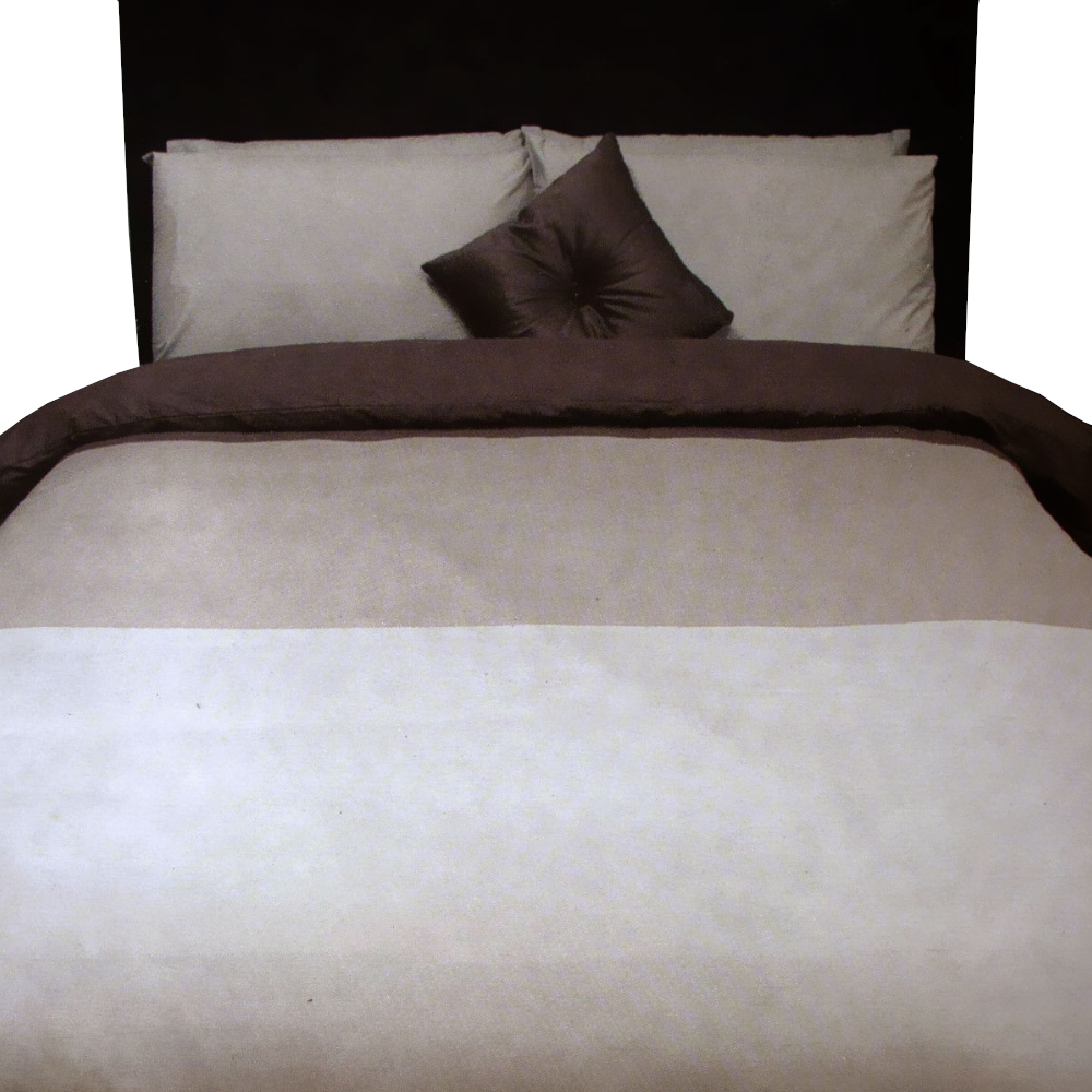Essentially Home Living Chocolate 3 Tone Quilt Cover Set + Fitted Sheet Double Quilt Covers