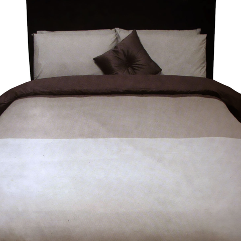Essentially Home Living Chocolate 3 Tone Quilt Cover Set + Fitted Sheet Double Quilt Covers