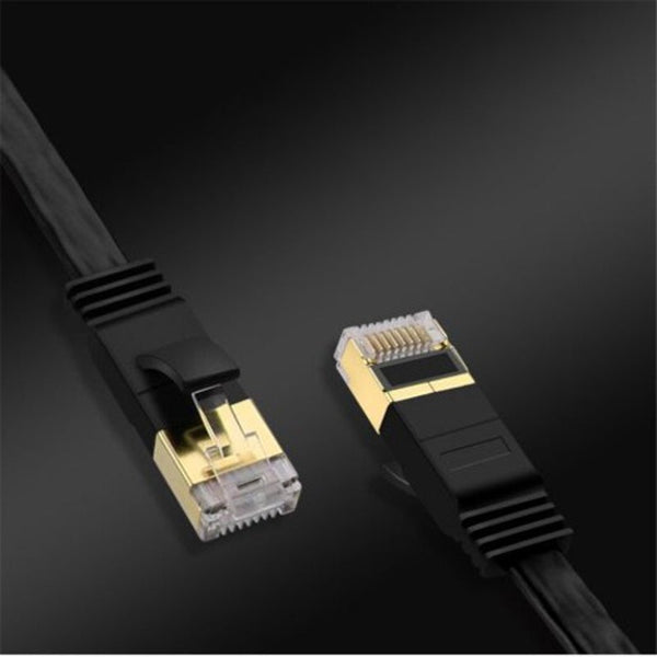 Ethernet Cable Cat7 Network Flat Patch Cord 10M Black Ethernet Cables (Rj 45/8P8c)