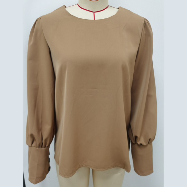 And American Long Sleeve Button Solid Color Casual Shirt Tops