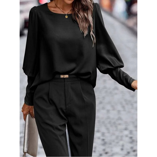 And American Long Sleeve Button Solid Color Casual Shirt Tops
