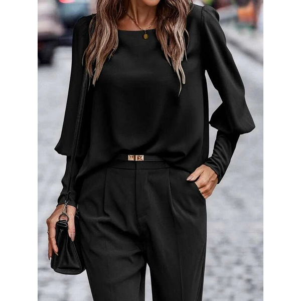 And American Long Sleeve Button Solid Color Casual Shirt Tops