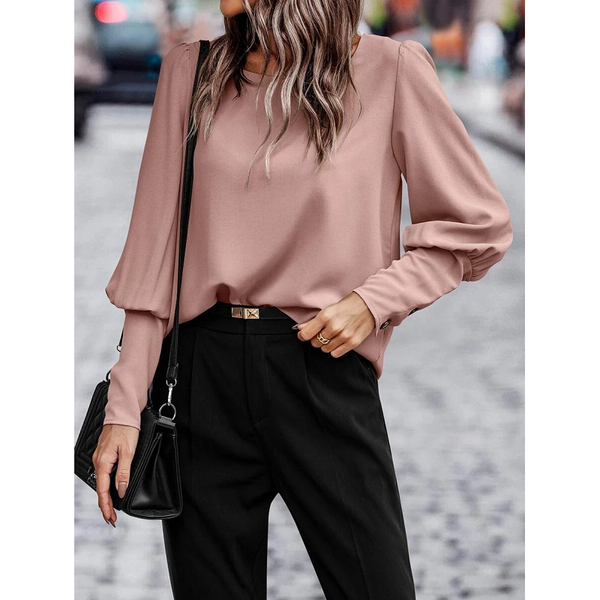 And American Long Sleeve Button Solid Color Casual Shirt Tops