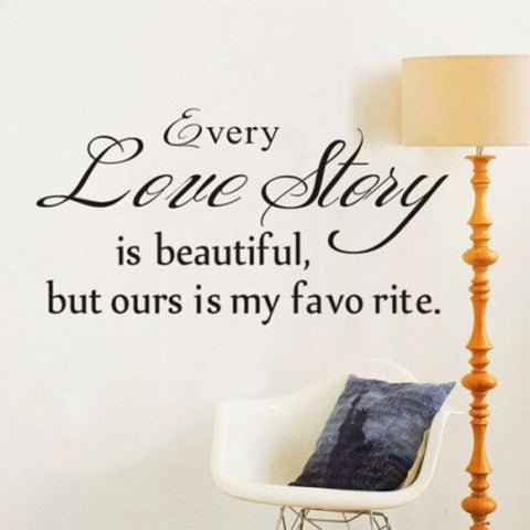 Every Love Story English Maxim Removable Room Wall Sticker Black