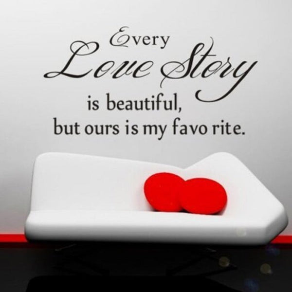 Every Love Story English Maxim Removable Room Wall Sticker Black Wall Stickers