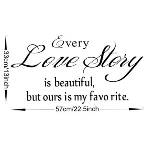 Every Love Story English Maxim Removable Room Wall Sticker Black Wall Stickers
