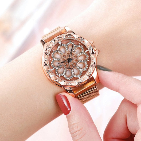 Veile Studios Fashion Luxury Hollow Mag Net Quartz Ladies Mesh Wrist Watch Watches
