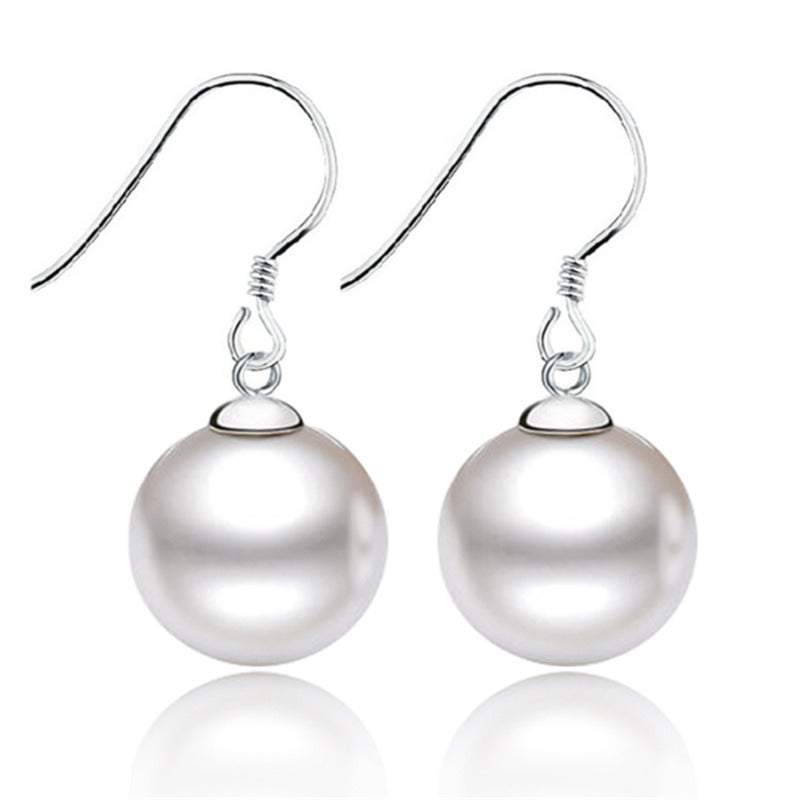 Veile Studios Exquisite Shell Beads Sterling Silver Freshwater Cultured Pearl Dangle Studs Earrings