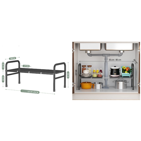 Extendable Storage Rack Under Sink Shelf Kitchen Organizer Black Sink Organisers