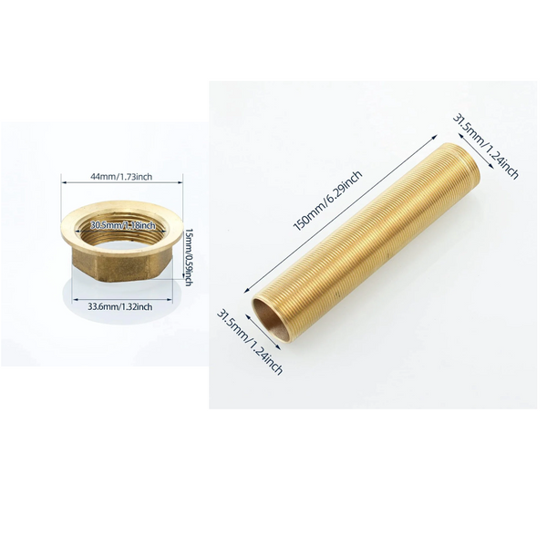 Extension Threaded Pipe 2 Pieces M32 X 150Mm Fasteners Connecting Rod Gold Copper For Tap Installation Accessories Other Pump Parts & Accessories